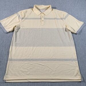 Linksoul Polo Shirt Mens XL Yellow Gray Striped Cotton Golf Casual‎